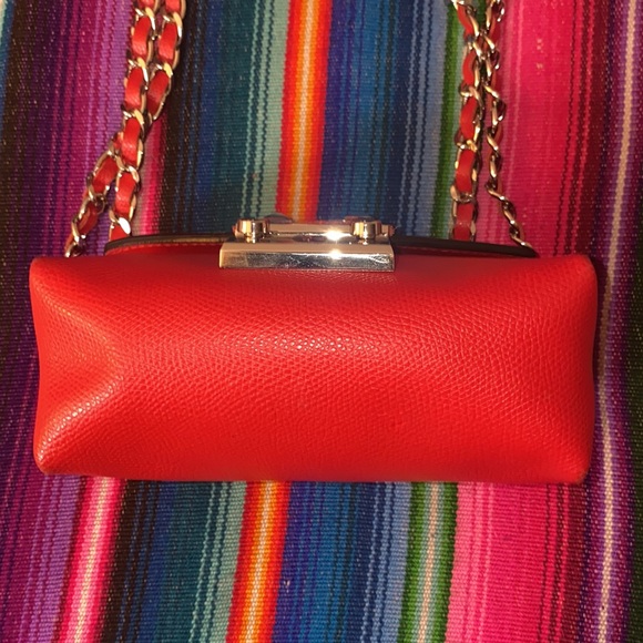 Authentic Valentino By Mario Valentino Red Paulette Leather Studded Purse - Picture 9 of 10